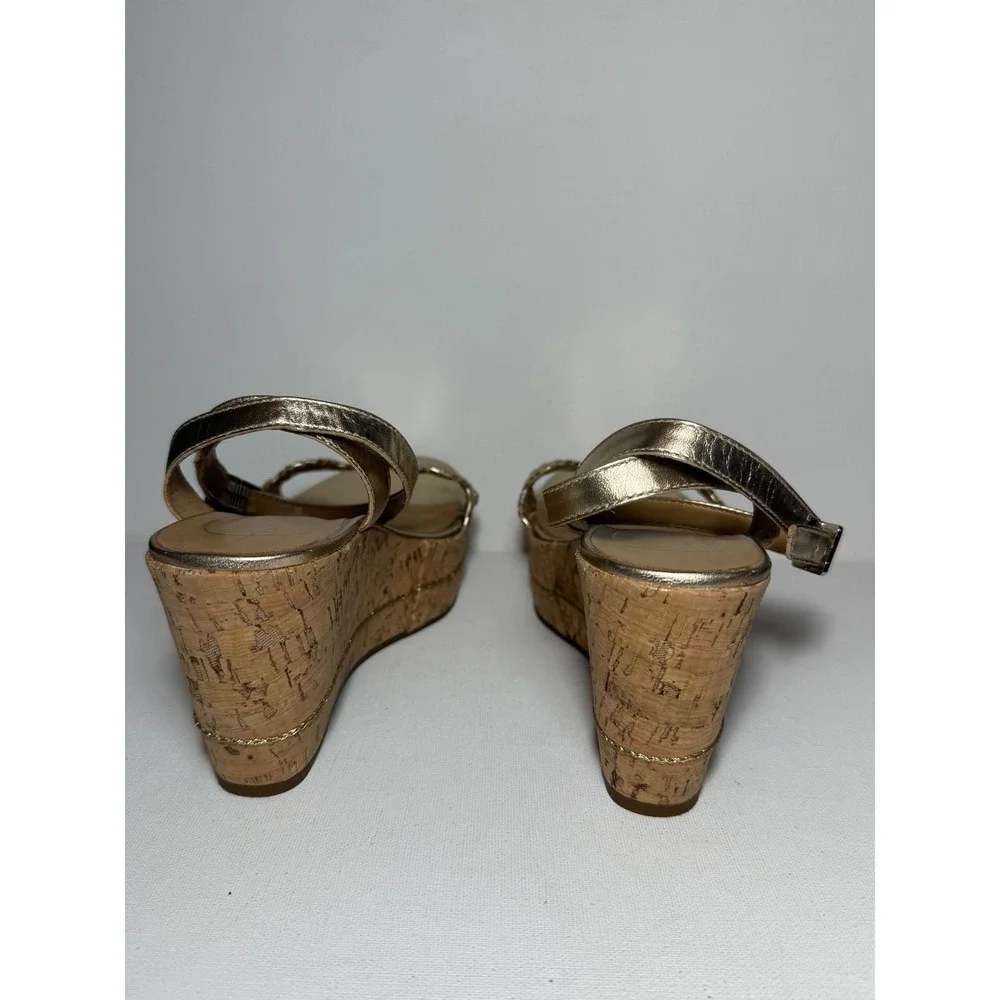 Jack Rogers Rose Gold Keri Cork Wedge Platform Sandals Sz 7.5 - EUC